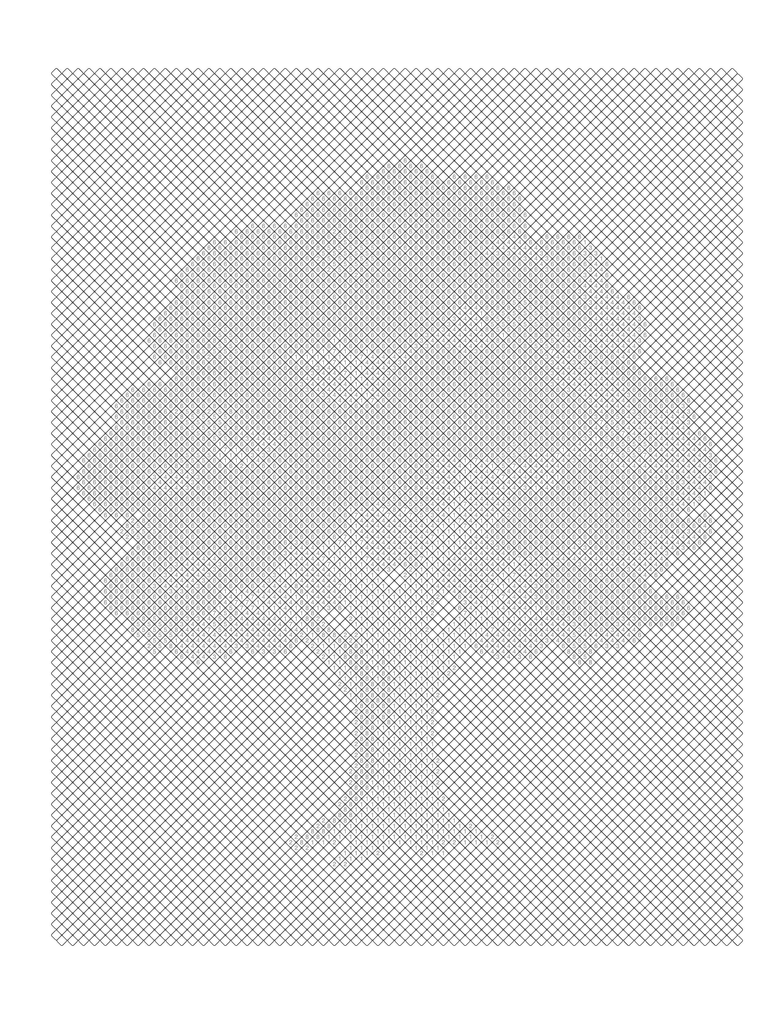 Blossom tree coloring page outline on a diamond lattice